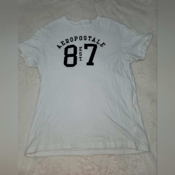 Aeropostale White Tee with Navy Print - Picture 1 of 7
